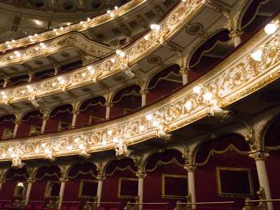 L�alternanza � dovuta al fatto che il Petruzzelli � un teatro ibrido tra il teatro italiano (con i suoi ordini di palchi simmetrici) e quello �alla francese�, la cui architettura riprende la struttura dell'arena o dell'anfiteatro